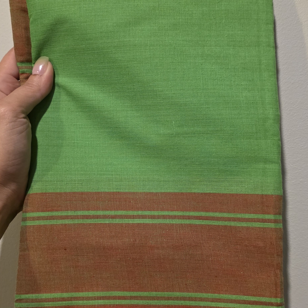 Green and Brown Striped Fabric Cotton Two Colo Available